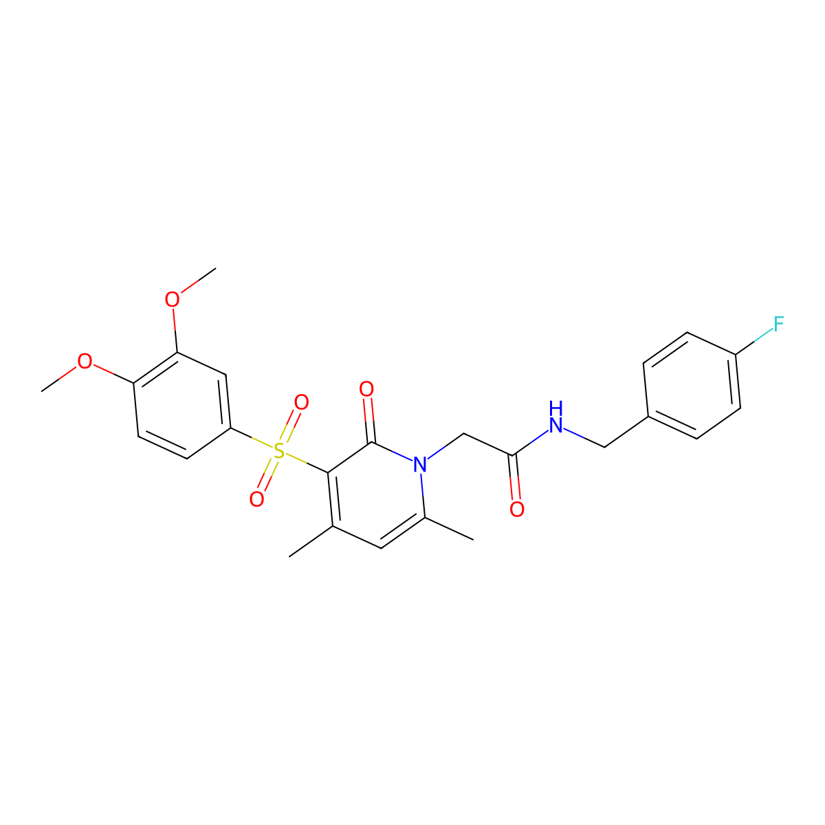 2-(3-((3,4-dimethoxyphenyl)sulfonyl)-4,6-dimethyl-2-oxopyridin-1(2H)-yl)-N-(4-fluorobenzyl)acetamide molecular structure, CAS 1189715-12-5