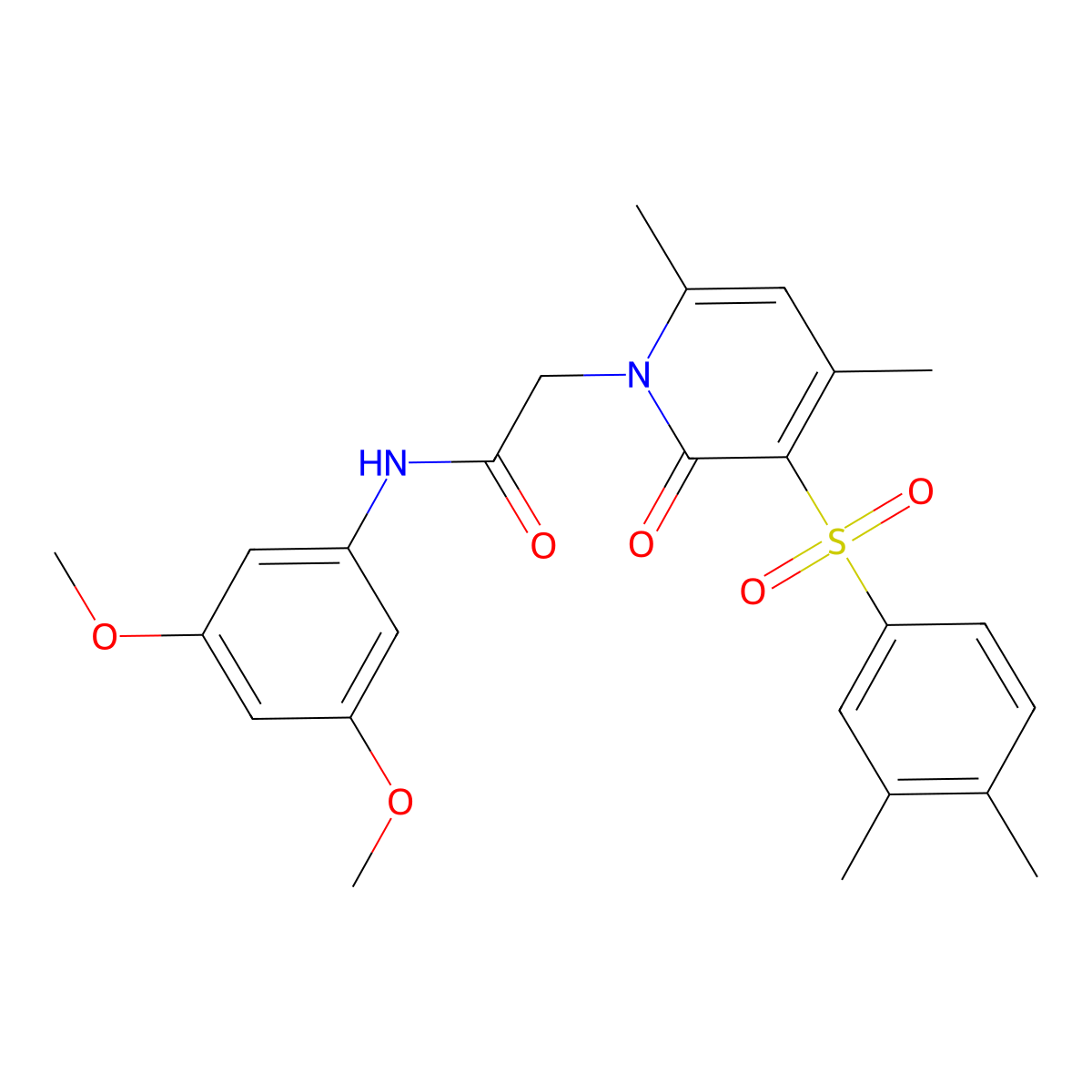 N-(3,5-dimethoxyphenyl)-2-(3-((3,4-dimethylphenyl)sulfonyl)-4,6-dimethyl-2-oxopyridin-1(2H)-yl)acetamide molecular structure, CAS 1189715-24-9