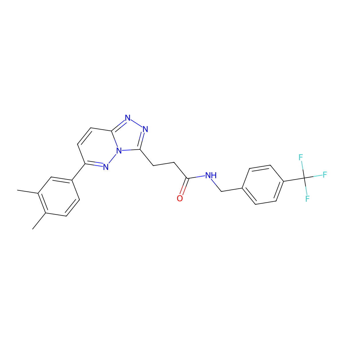 3-[6-(3,4-dimethylphenyl)-[1,2,4]triazolo[4,3-b]pyridazin-3-yl]-N-{[4-(trifluoromethyl)phenyl]methyl}propanamide molecular structure, CAS 1189715-36-3