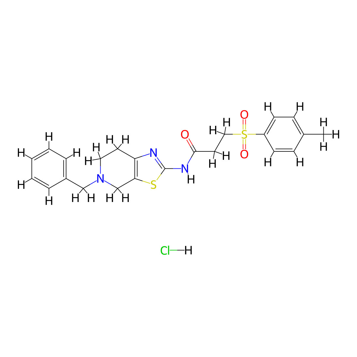 N-(5-benzyl-4,5,6,7-tetrahydrothiazolo[5,4-c]pyridin-2-yl)-3-tosylpropanamide hydrochloride molecular structure, CAS 1189715-66-9
