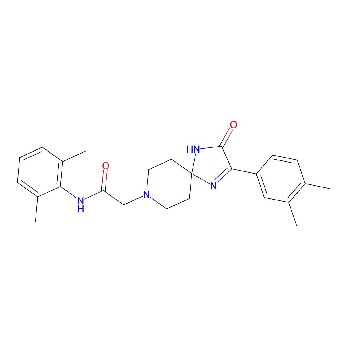 N-(2,6-dimethylphenyl)-2-[2-(3,4-dimethylphenyl)-3-oxo-1,4,8-triazaspiro[4.5]dec-1-en-8-yl]acetamide molecular structure, CAS 1189716-17-3