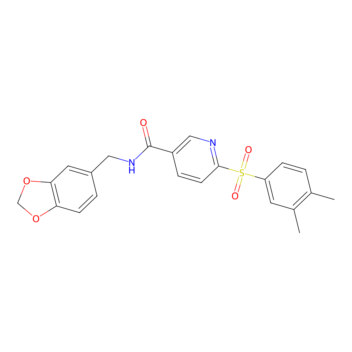 N-(1,3-benzodioxol-5-ylmethyl)-6-[(3,4-dimethylphenyl)sulfonyl]nicotinamide molecular structure, CAS 1189716-39-9