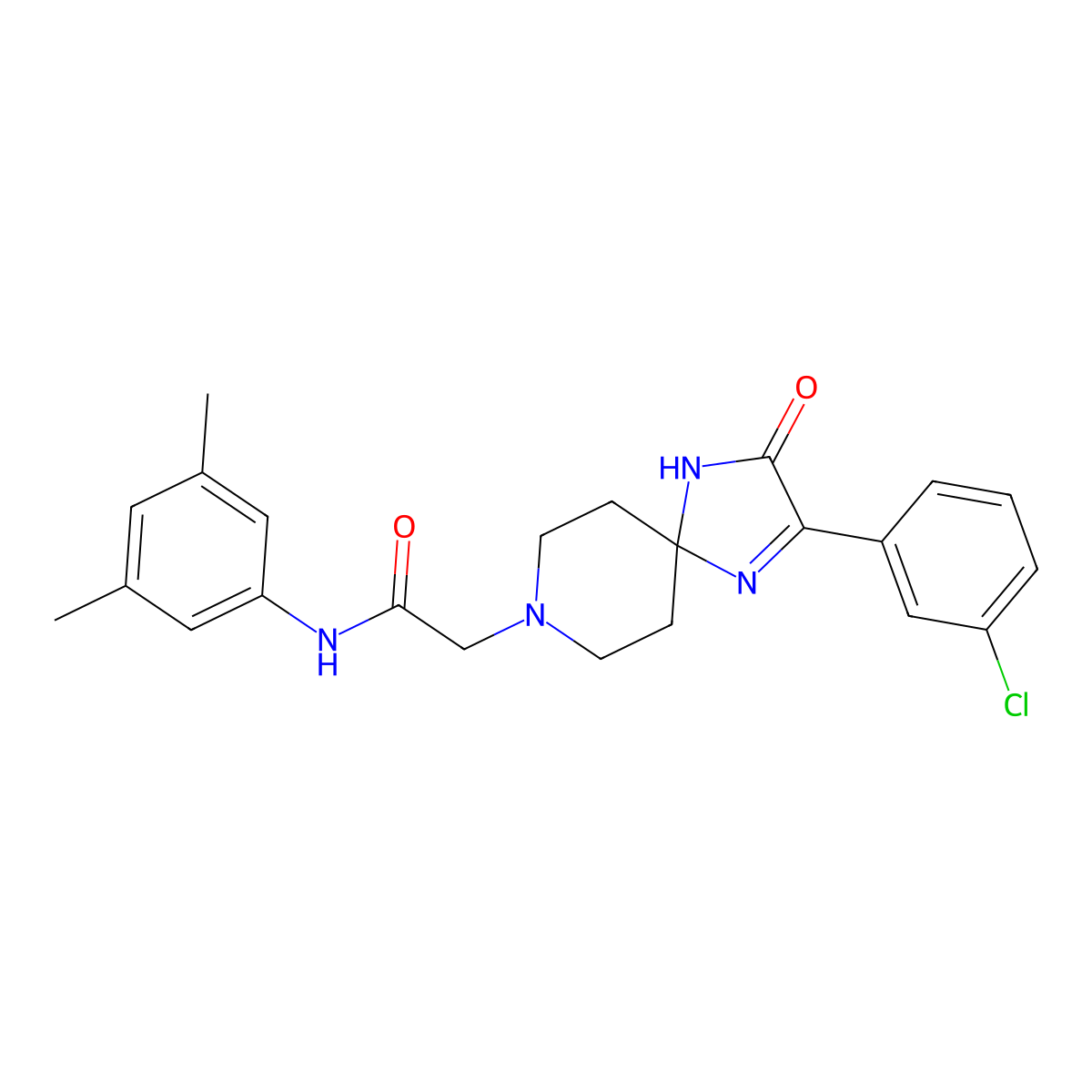 2-[2-(3-chlorophenyl)-3-oxo-1,4,8-triazaspiro[4.5]dec-1-en-8-yl]-N-(3,5-dimethylphenyl)acetamide molecular structure, CAS 1189716-43-5