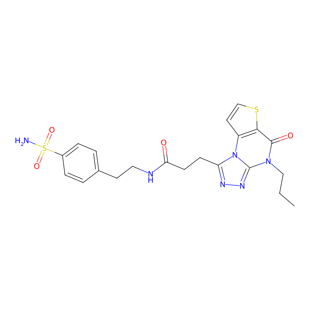 3-(5-oxo-4-propyl-4,5-dihydrothieno[2,3-e][1,2,4]triazolo[4,3-a]pyrimidin-1-yl)-N-(4-sulfamoylphenethyl)propanamide molecular structure, CAS 1189716-60-6