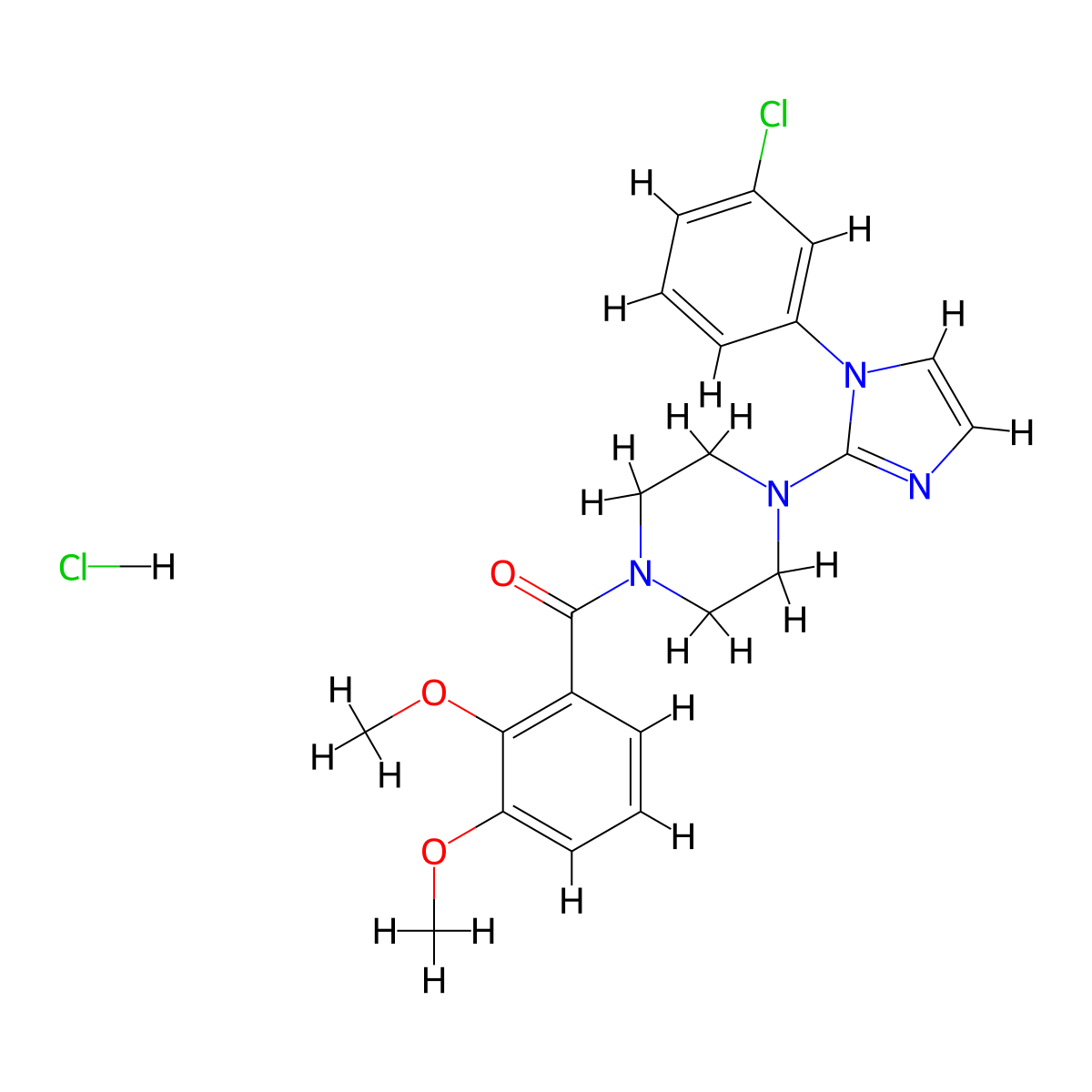 (4-(1-(3-chlorophenyl)-1H-imidazol-2-yl)piperazin-1-yl)(2,3-dimethoxyphenyl)methanone hydrochloride molecular structure, CAS 1189717-19-8