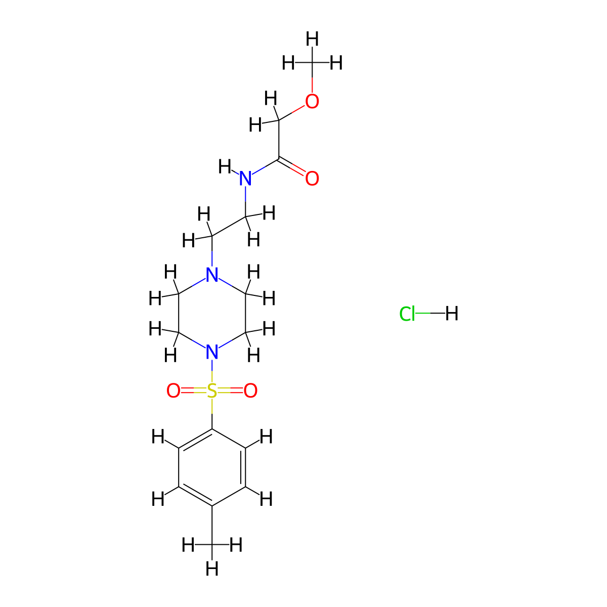 2-methoxy-N-(2-(4-tosylpiperazin-1-yl)ethyl)acetamide hydrochloride molecular structure, CAS 1189717-26-7