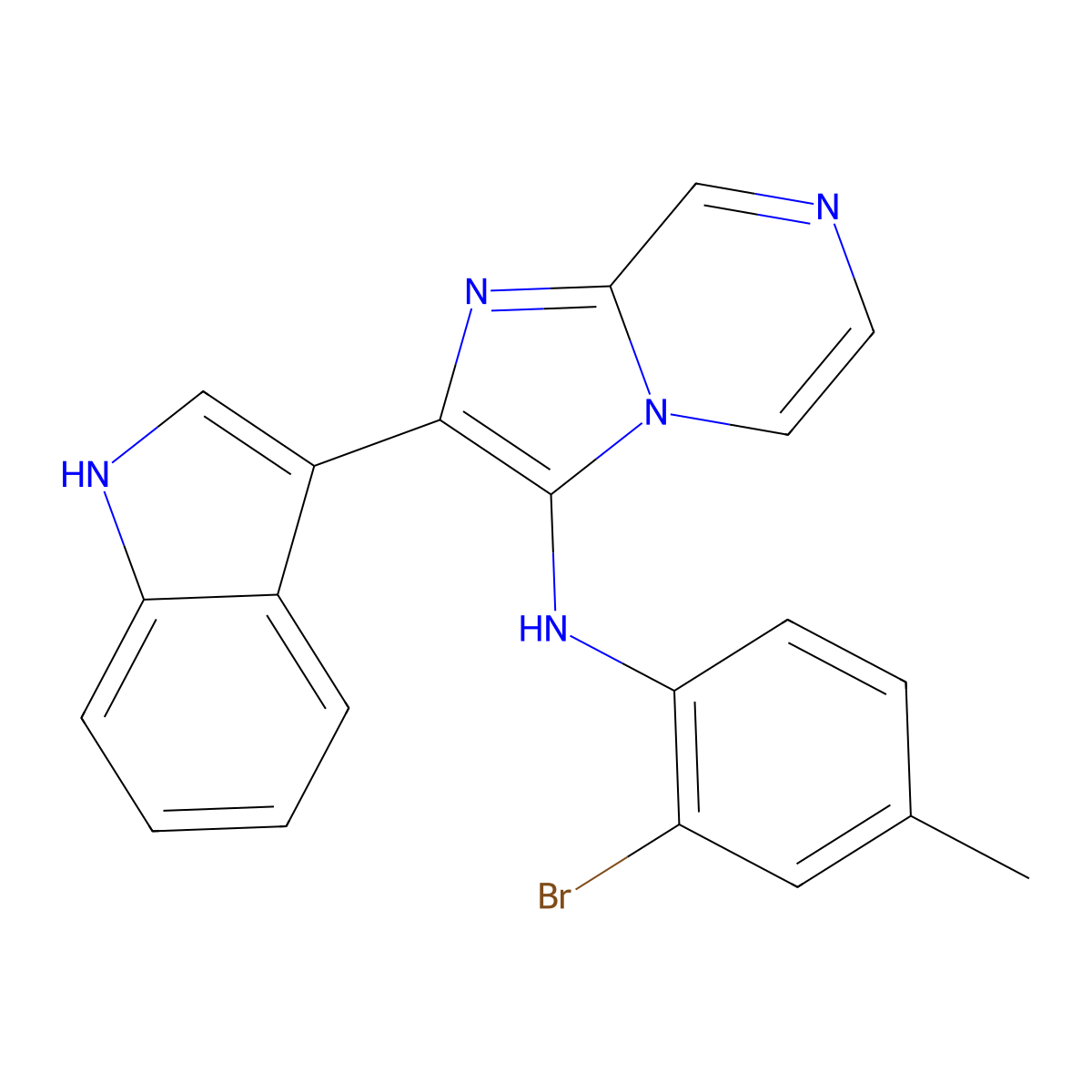 N-(2-bromo-4-methylphenyl)-2-(1H-indol-3-yl)imidazo[1,2-a]pyrazin-3-amine molecular structure, CAS 1189717-86-9
