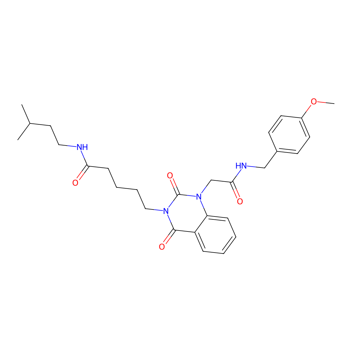 5-[1-({[(4-methoxyphenyl)methyl]carbamoyl}methyl)-2,4-dioxo-1,2,3,4-tetrahydroquinazolin-3-yl]-N-(3-methylbutyl)pentanamide molecular structure, CAS 1189718-48-6