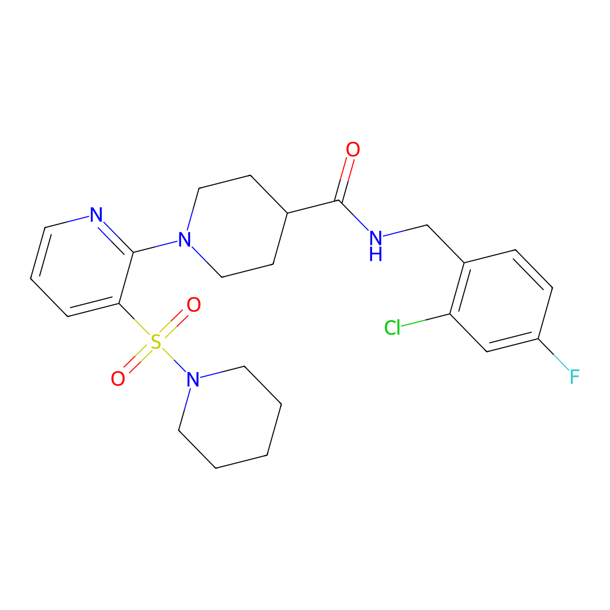 N-[(2-chloro-4-fluorophenyl)methyl]-1-[3-(piperidine-1-sulfonyl)pyridin-2-yl]piperidine-4-carboxamide molecular structure, CAS 1189718-51-1