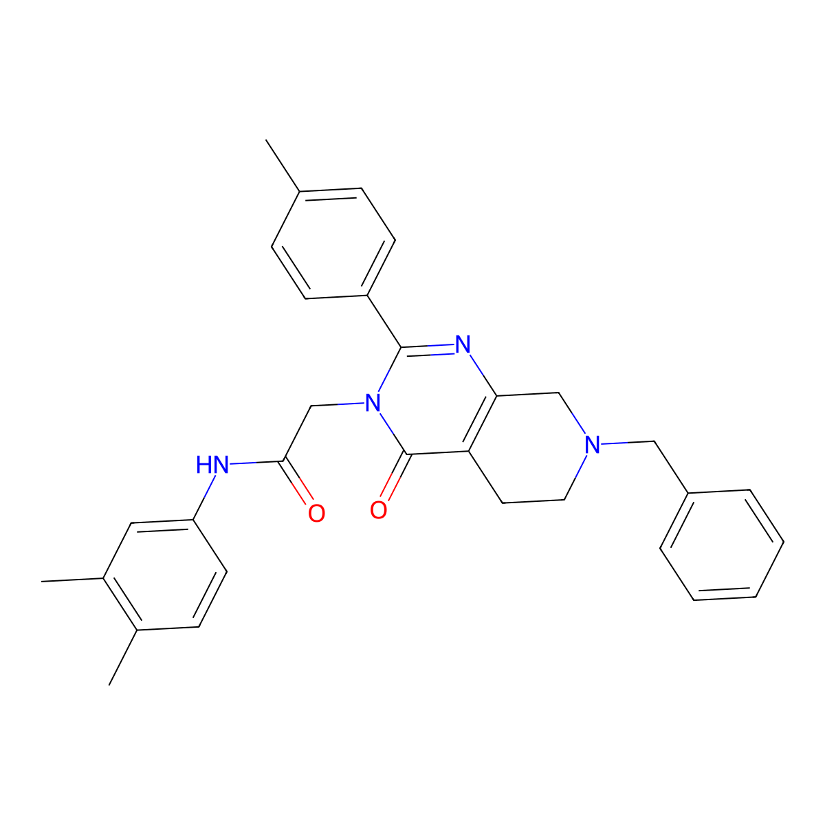 2-[7-benzyl-2-(4-methylphenyl)-4-oxo-3H,4H,5H,6H,7H,8H-pyrido[3,4-d]pyrimidin-3-yl]-N-(3,4-dimethylphenyl)acetamide molecular structure, CAS 1189718-77-1