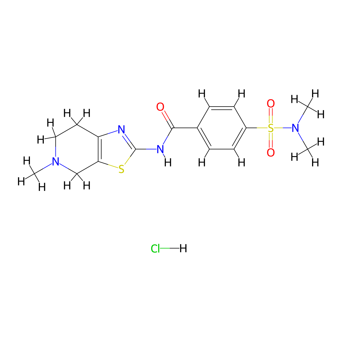 4-(N,N-dimethylsulfamoyl)-N-(5-methyl-4,5,6,7-tetrahydrothiazolo[5,4-c]pyridin-2-yl)benzamide hydrochloride molecular structure, CAS 1189719-00-3