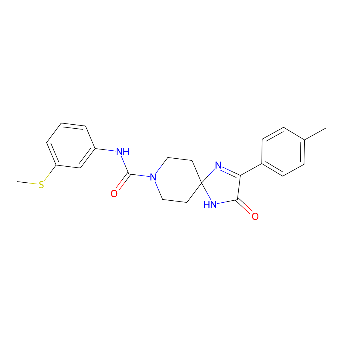 2-(4-methylphenyl)-N-[3-(methylthio)phenyl]-3-oxo-1,4,8-triazaspiro[4.5]dec-1-ene-8-carboxamide molecular structure, CAS 1189719-71-8