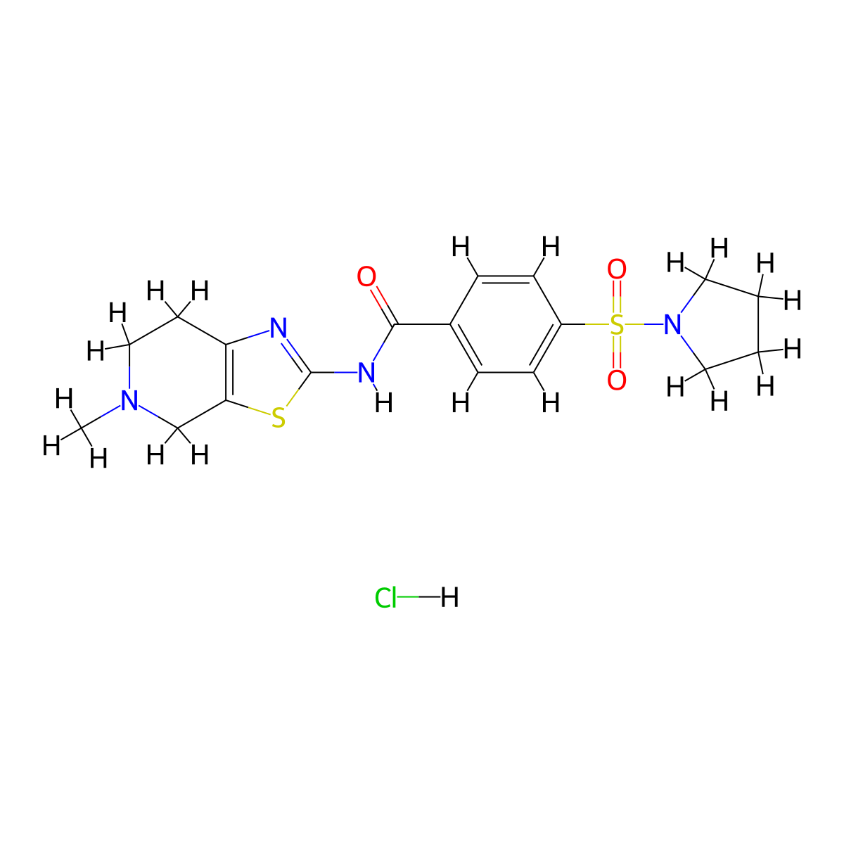 N-(5-methyl-4,5,6,7-tetrahydrothiazolo[5,4-c]pyridin-2-yl)-4-(pyrrolidin-1-ylsulfonyl)benzamide hydrochloride molecular structure, CAS 1189719-77-4