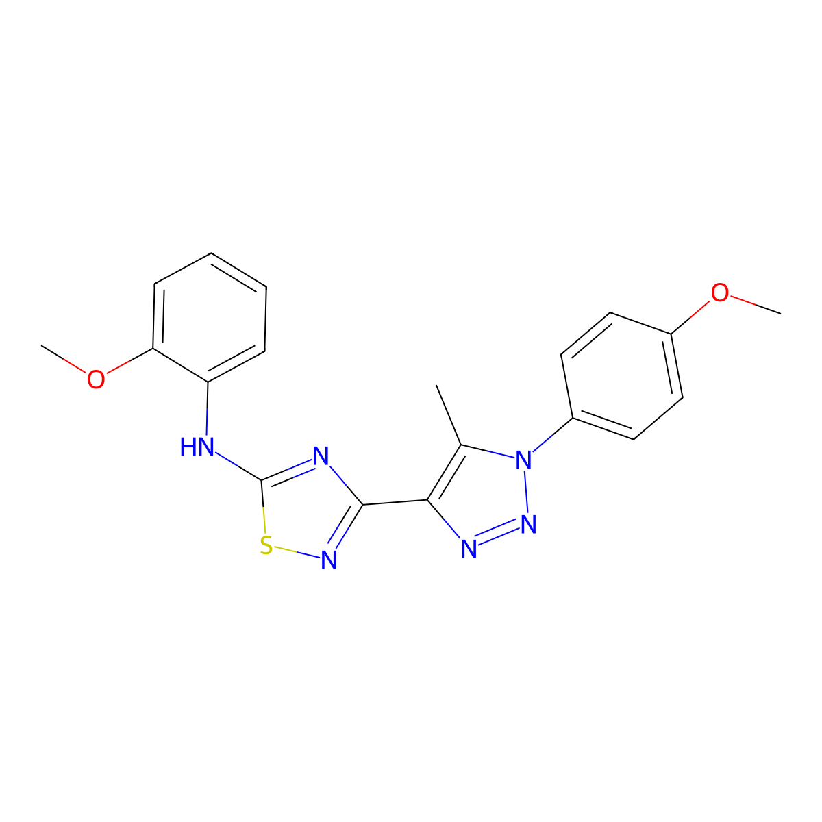 N-(2-methoxyphenyl)-3-[1-(4-methoxyphenyl)-5-methyl-1H-1,2,3-triazol-4-yl]-1,2,4-thiadiazol-5-amine molecular structure, CAS 1189720-73-7