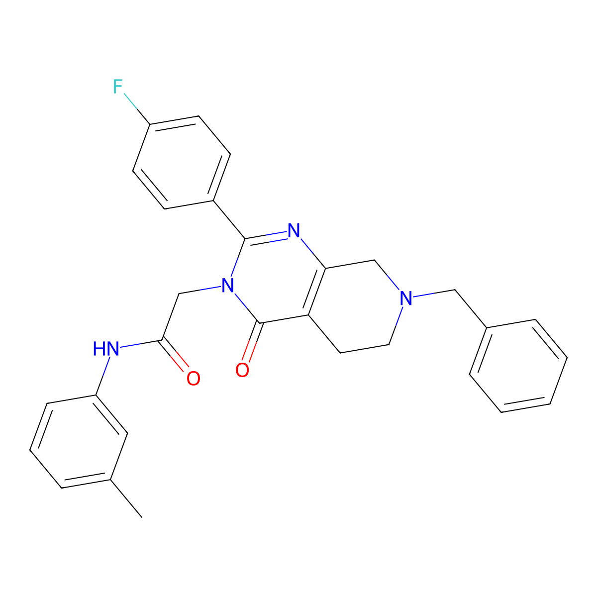2-(7-benzyl-2-(4-fluorophenyl)-4-oxo-5,6,7,8-tetrahydropyrido[3,4-d]pyrimidin-3(4H)-yl)-N-(m-tolyl)acetamide molecular structure, CAS 1189720-77-1