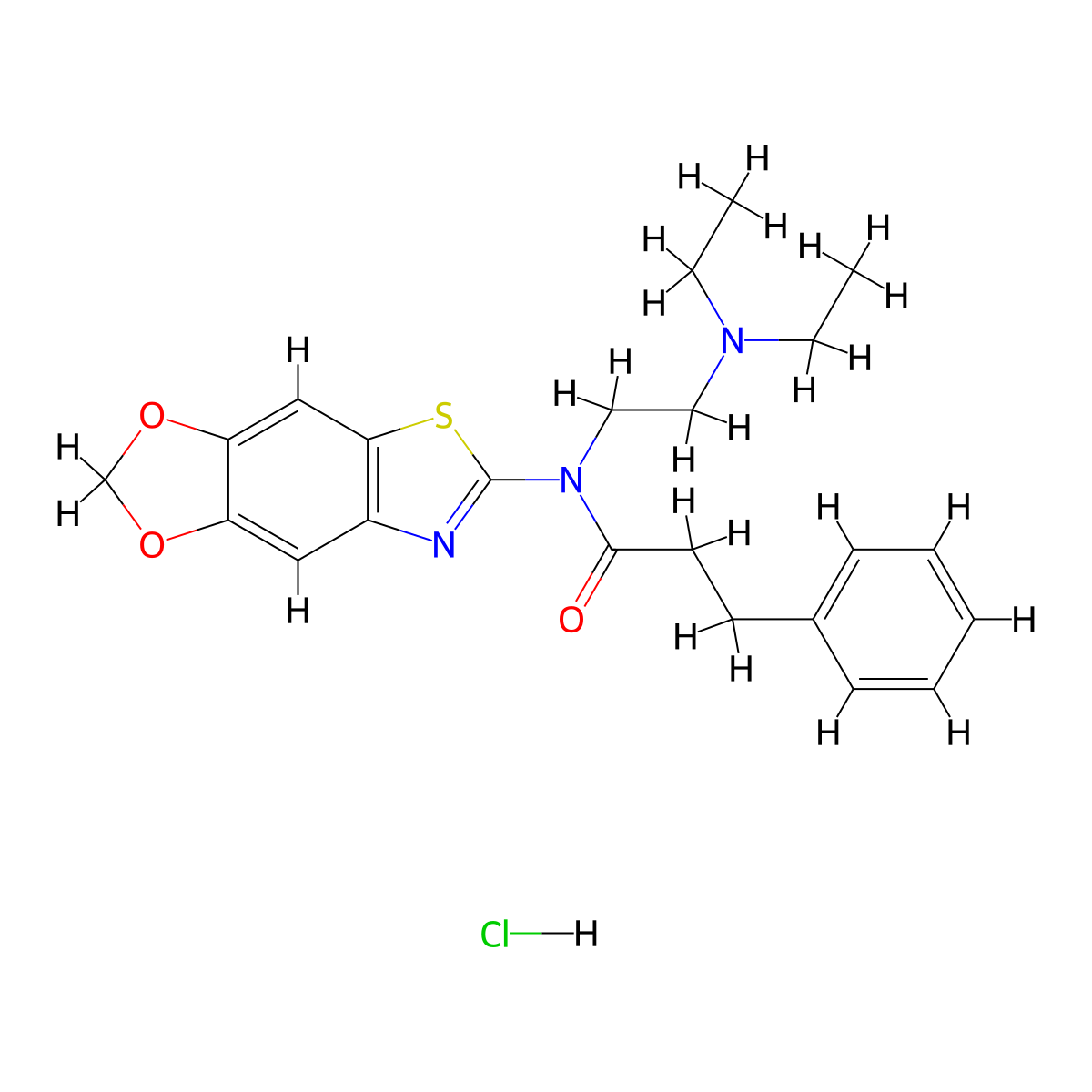 N-([1,3]dioxolo[4',5':4,5]benzo[1,2-d]thiazol-6-yl)-N-(2-(diethylamino)ethyl)-3-phenylpropanamide hydrochloride molecular structure, CAS 1189721-24-1