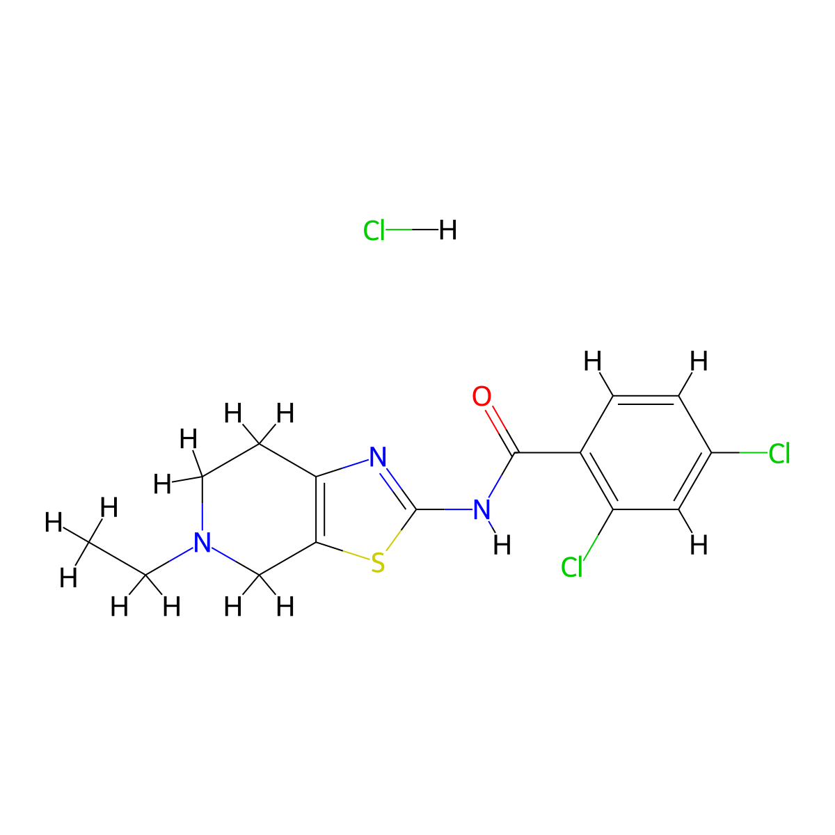 2,4-dichloro-N-(5-ethyl-4,5,6,7-tetrahydrothiazolo[5,4-c]pyridin-2-yl)benzamide hydrochloride molecular structure, CAS 1189721-78-5