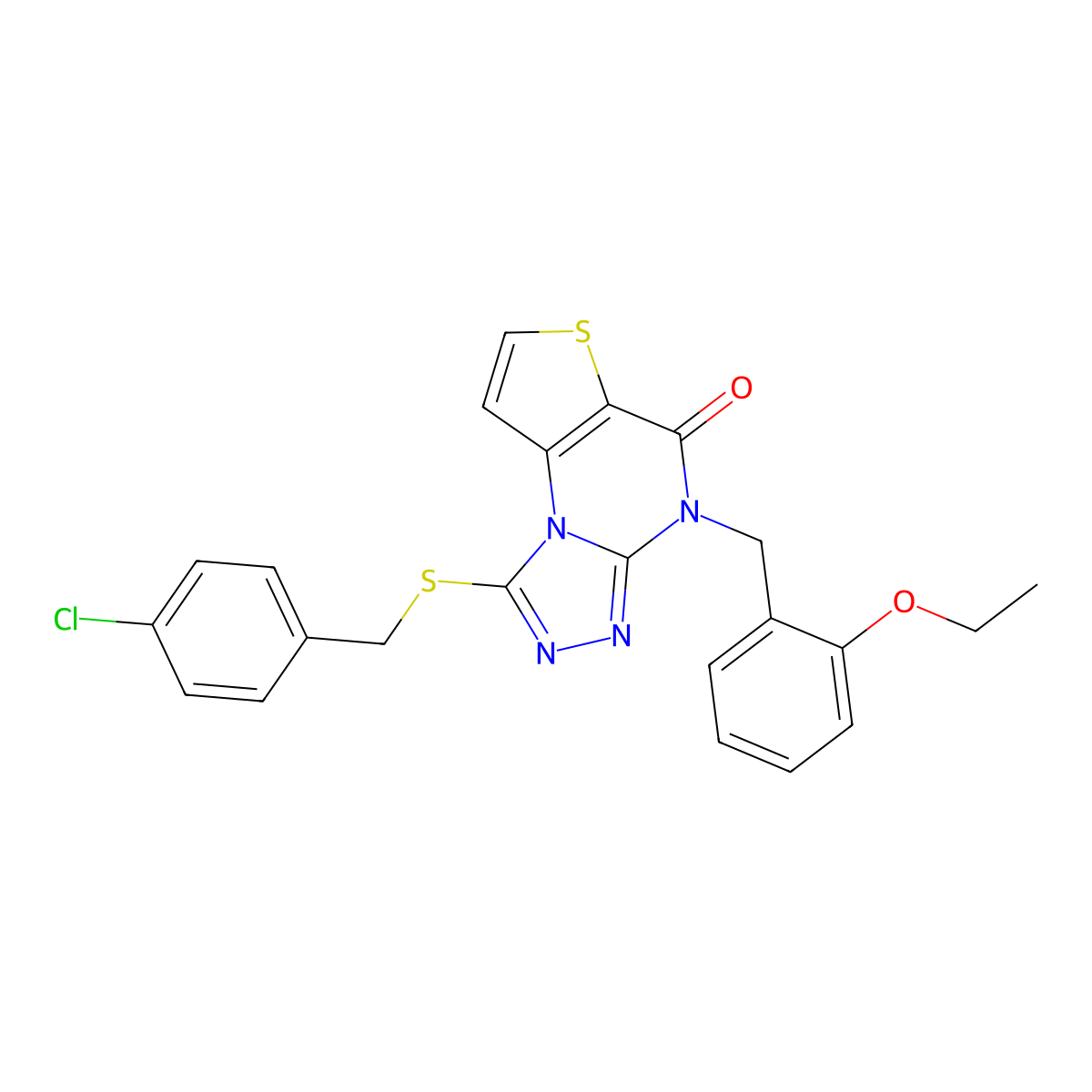 1-((4-chlorobenzyl)thio)-4-(2-ethoxybenzyl)thieno[2,3-e][1,2,4]triazolo[4,3-a]pyrimidin-5(4H)-one molecular structure, CAS 1189722-00-6
