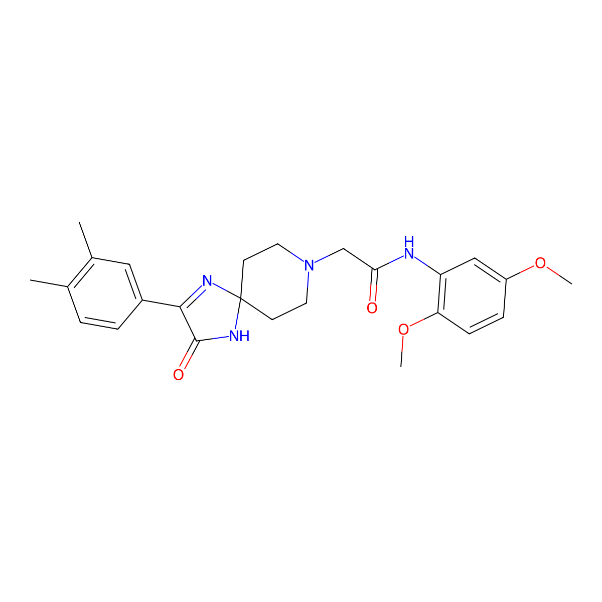 N-(2,5-dimethoxyphenyl)-2-[2-(3,4-dimethylphenyl)-3-oxo-1,4,8-triazaspiro[4.5]dec-1-en-8-yl]acetamide molecular structure, CAS 1189722-84-6