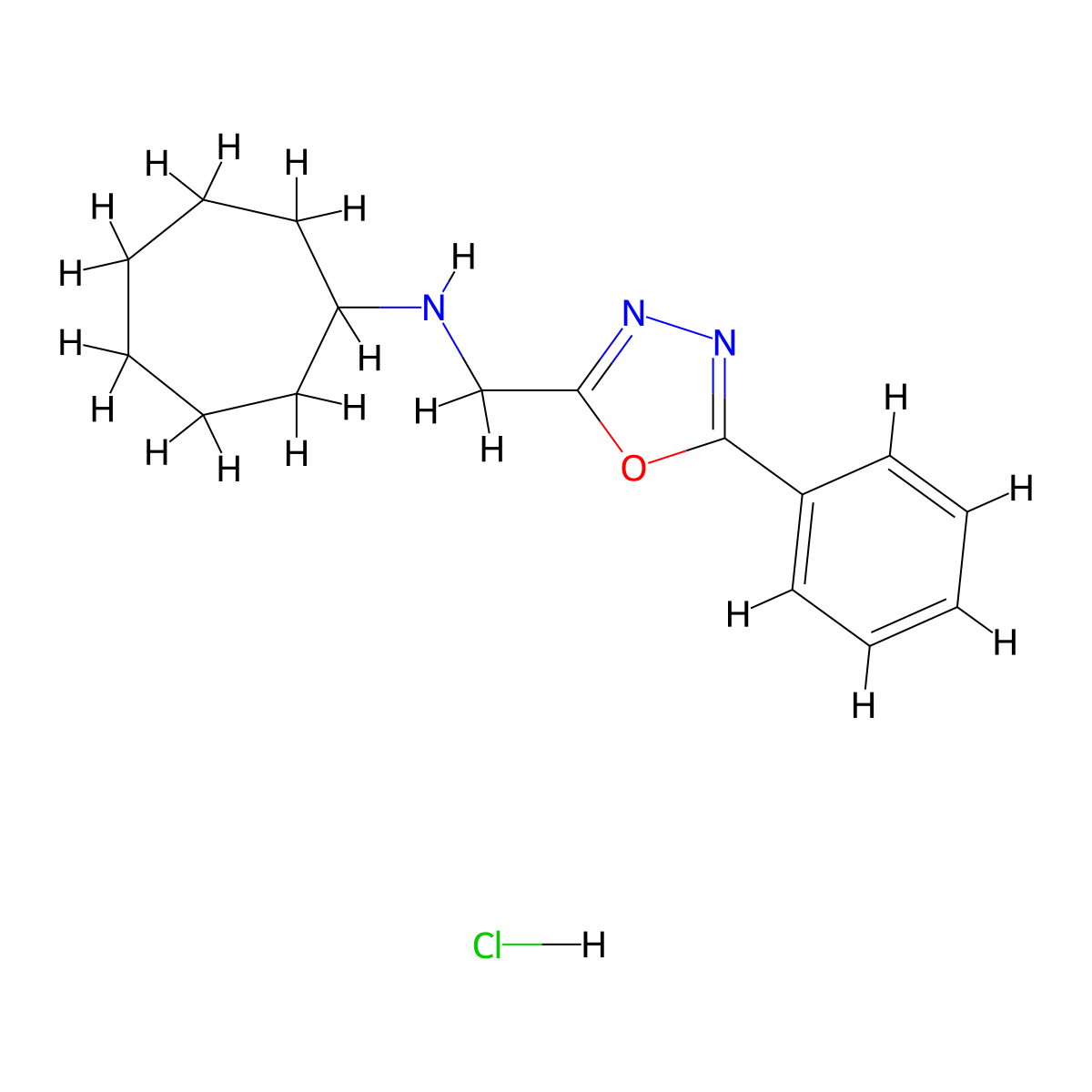N-[(5-Phenyl-1,3,4-oxadiazol-2-YL)methyl]cycloheptanamine hydrochloride molecular structure, CAS 1189722-88-0