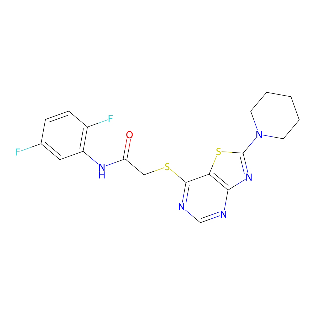 N-(2,5-difluorophenyl)-2-((2-(piperidin-1-yl)thiazolo[4,5-d]pyrimidin-7-yl)thio)acetamide molecular structure, CAS 1189723-13-4