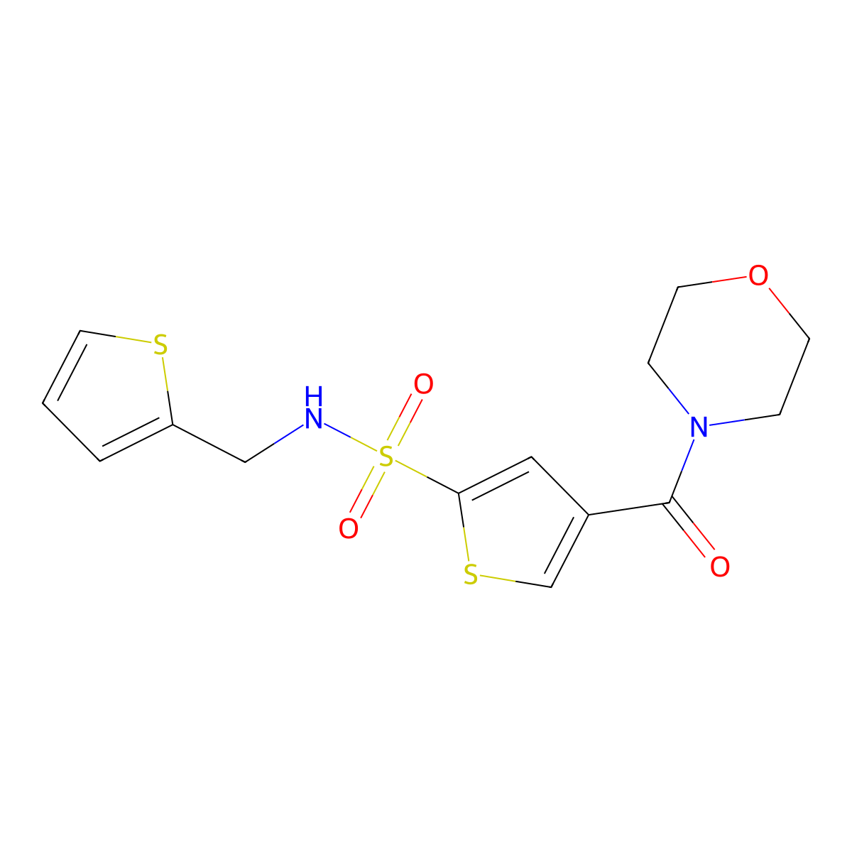 4-(morpholin-4-ylcarbonyl)-N-(2-thienylmethyl)thiophene-2-sulfonamide molecular structure, CAS 1189723-15-6