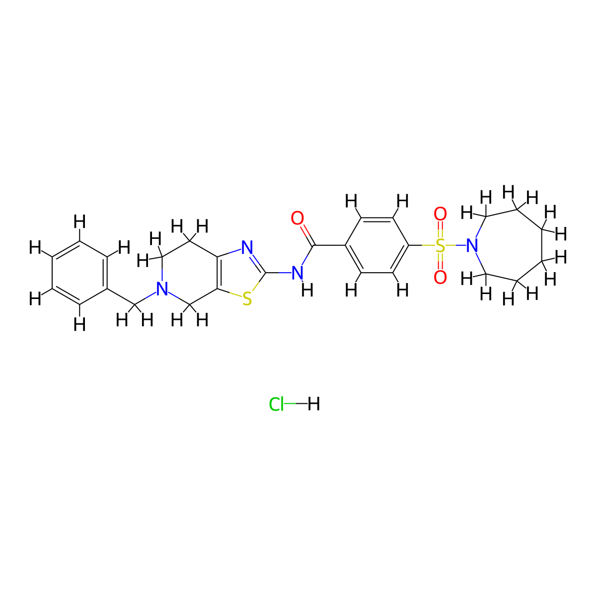 4-(azepan-1-ylsulfonyl)-N-(5-benzyl-4,5,6,7-tetrahydrothiazolo[5,4-c]pyridin-2-yl)benzamide hydrochloride molecular structure, CAS 1189723-40-7