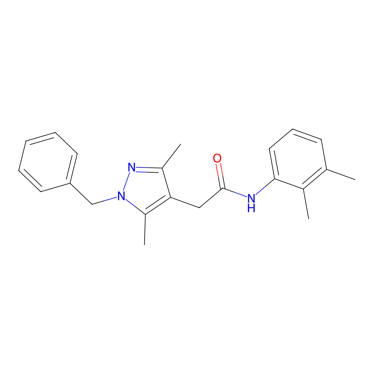 2-(1-benzyl-3,5-dimethyl-1H-pyrazol-4-yl)-N-(2,3-dimethylphenyl)acetamide molecular structure, CAS 1189723-76-9