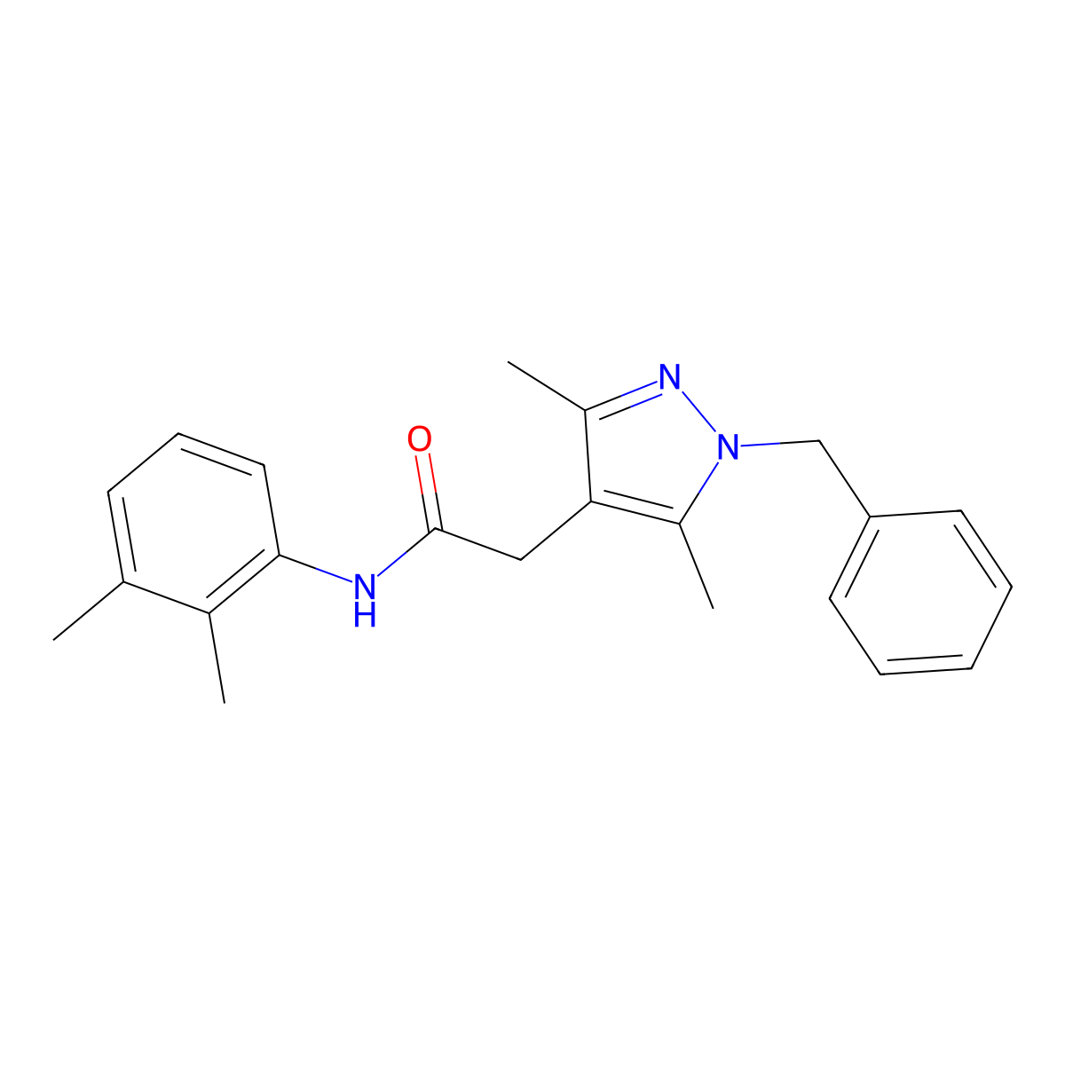 2-(1-benzyl-3,5-dimethyl-1H-pyrazol-4-yl)-N-(2,3-dimethylphenyl)acetamide molecular structure, CAS 1189723-76-9