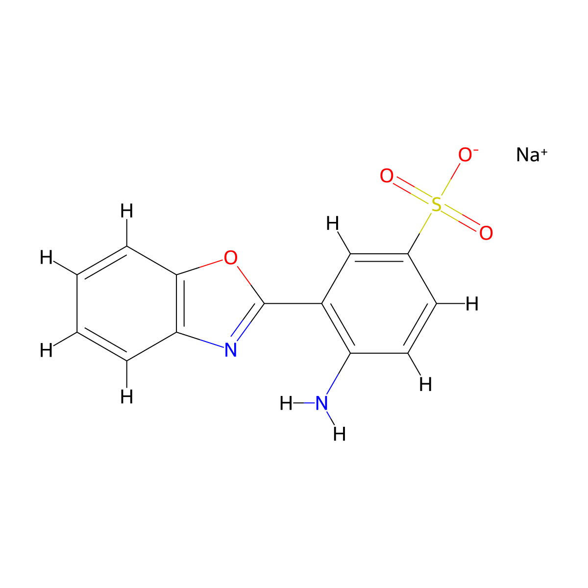 Sodium 4-amino-3-(1,3-benzoxazol-2-yl)benzene-1-sulfonate molecular structure, CAS 1189723-86-1