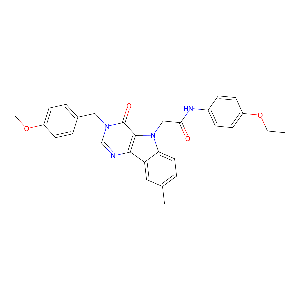 N-(4-ethoxyphenyl)-2-(3-(4-methoxybenzyl)-8-methyl-4-oxo-3H-pyrimido[5,4-b]indol-5(4H)-yl)acetamide molecular structure, CAS 1189724-28-4