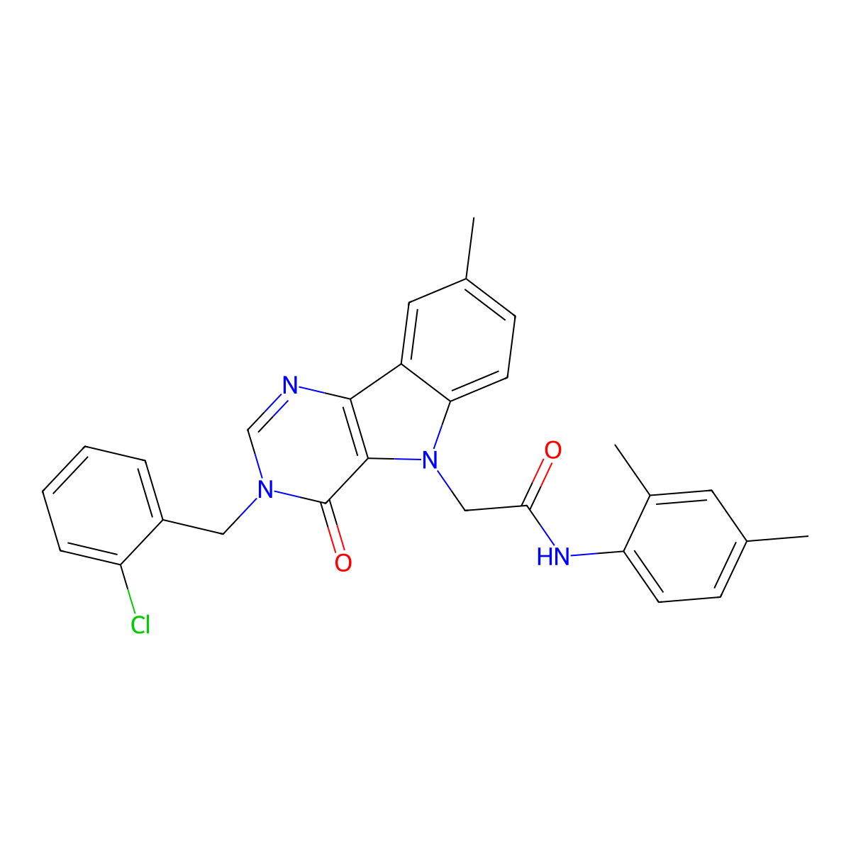 2-(3-(2-chlorobenzyl)-8-methyl-4-oxo-3H-pyrimido[5,4-b]indol-5(4H)-yl)-N-(2,4-dimethylphenyl)acetamide molecular structure, CAS 1189724-61-5