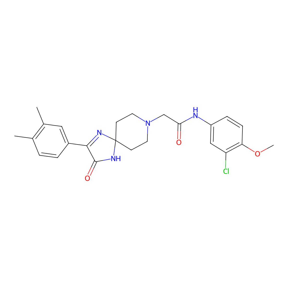 N-(3-chloro-4-methoxyphenyl)-2-[2-(3,4-dimethylphenyl)-3-oxo-1,4,8-triazaspiro[4.5]dec-1-en-8-yl]acetamide molecular structure, CAS 1189725-23-2