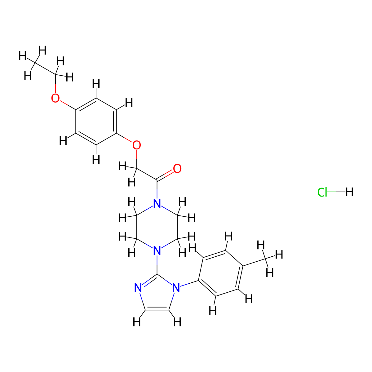 2-(4-ethoxyphenoxy)-1-(4-(1-(p-tolyl)-1H-imidazol-2-yl)piperazin-1-yl)ethanone hydrochloride molecular structure, CAS 1189725-53-8