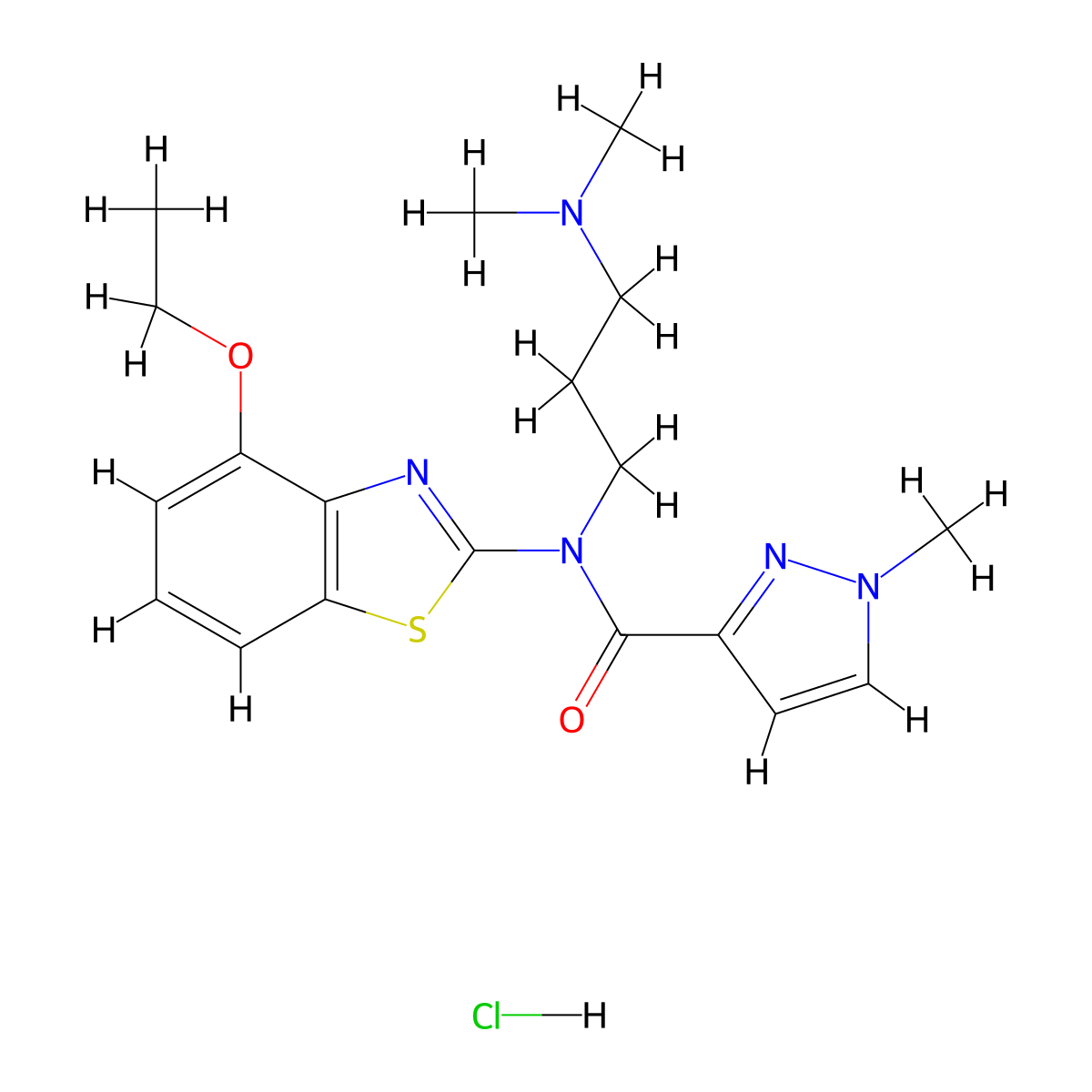 N-(3-(dimethylamino)propyl)-N-(4-ethoxybenzo[d]thiazol-2-yl)-1-methyl-1H-pyrazole-3-carboxamide hydrochloride molecular structure, CAS 1189726-19-9