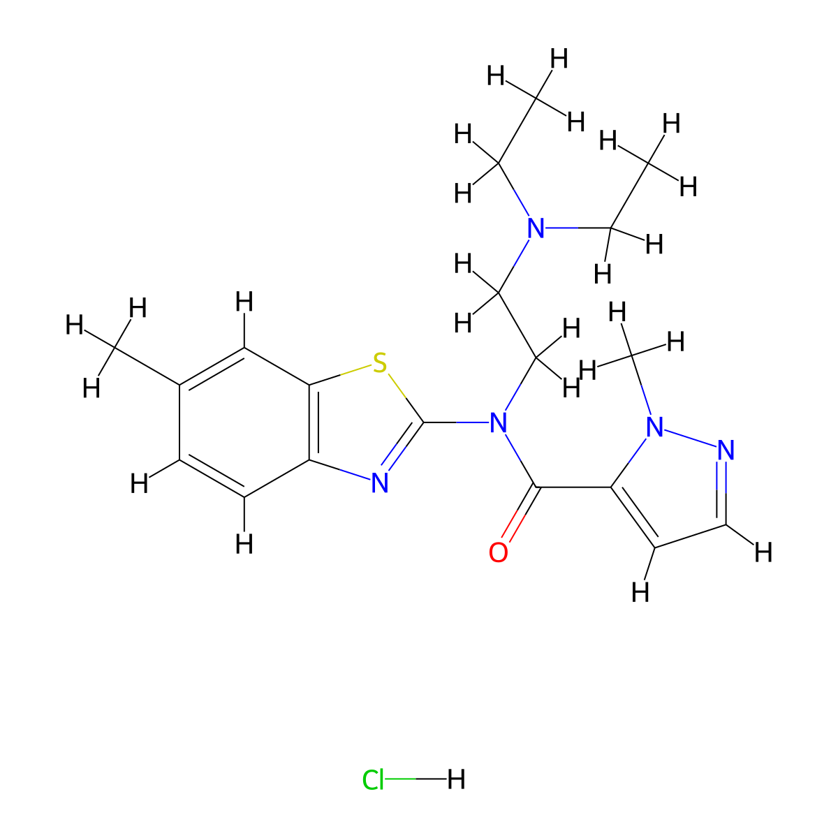 N-(2-(diethylamino)ethyl)-1-methyl-N-(6-methylbenzo[d]thiazol-2-yl)-1H-pyrazole-5-carboxamide hydrochloride molecular structure, CAS 1189727-02-3