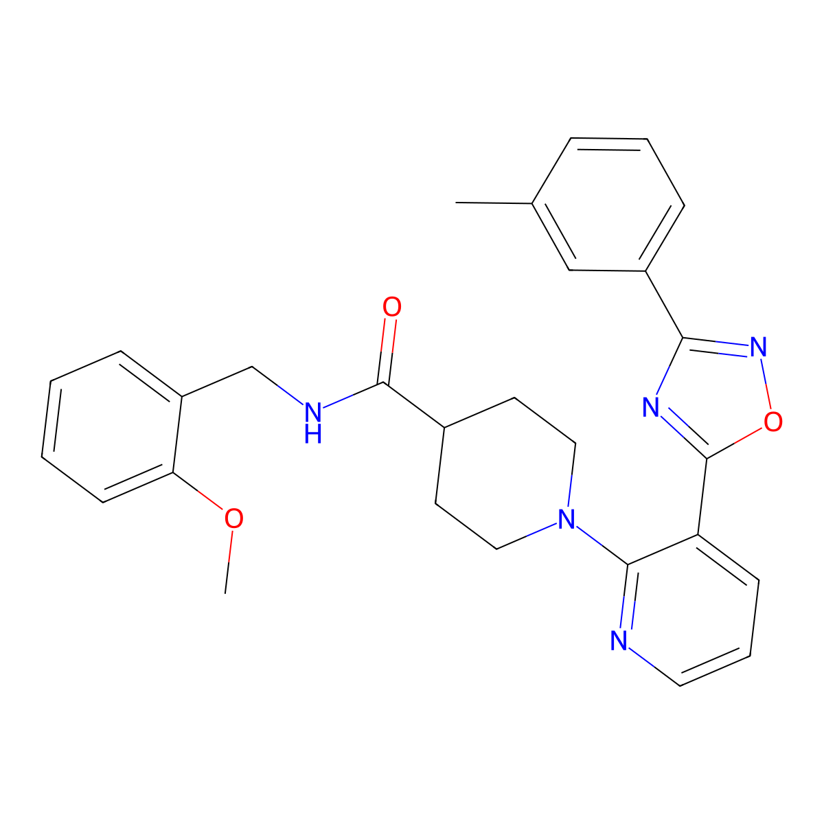 N-[(2-Methoxyphenyl)methyl]-1-{3-[3-(3-methylphenyl)-1,2,4-oxadiazol-5-YL]pyridin-2-YL}piperidine-4-carboxamide molecular structure, CAS 1189727-11-4