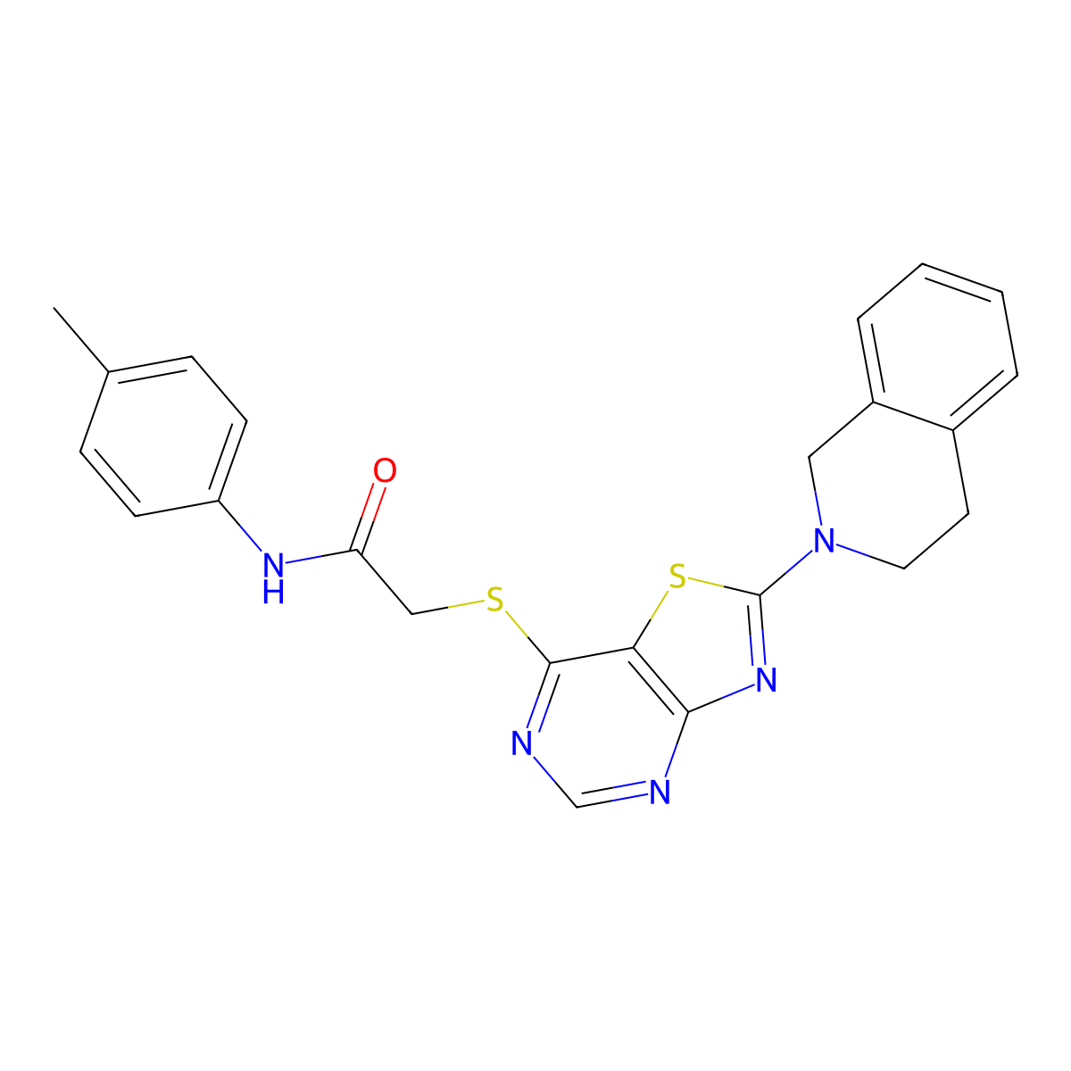 2-((2-(3,4-dihydroisoquinolin-2(1H)-yl)thiazolo[4,5-d]pyrimidin-7-yl)thio)-N-(p-tolyl)acetamide molecular structure, CAS 1189727-35-2