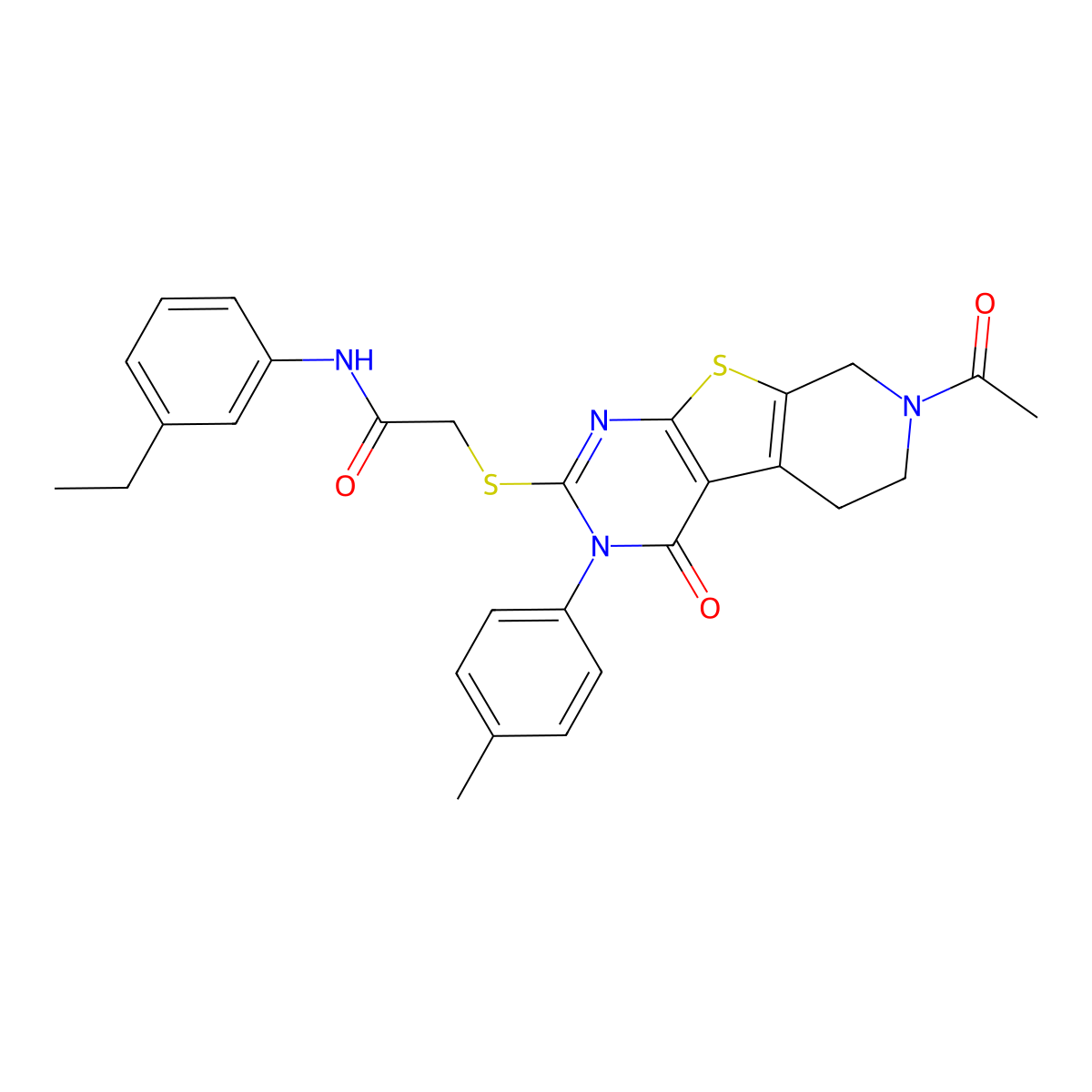 2-{[11-acetyl-4-(4-methylphenyl)-3-oxo-8-thia-4,6,11-triazatricyclo[7.4.0.0^{2,7}]trideca-1(9),2(7),5-trien-5-yl]sulfanyl}-N-(3-ethylphenyl)acetamide molecular structure, CAS 1189728-13-9