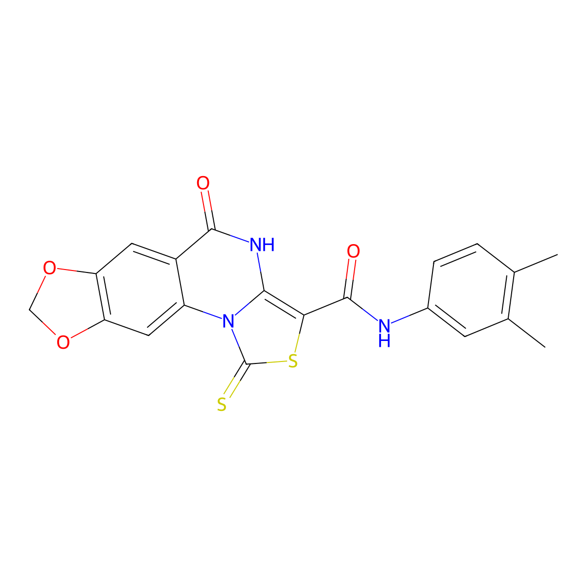 N-(3,4-dimethylphenyl)-5-oxo-1-thioxo-4,5-dihydro-1H-[1,3]dioxolo[4,5-g]thiazolo[3,4-a]quinazoline-3-carboxamide molecular structure, CAS 1189728-40-2