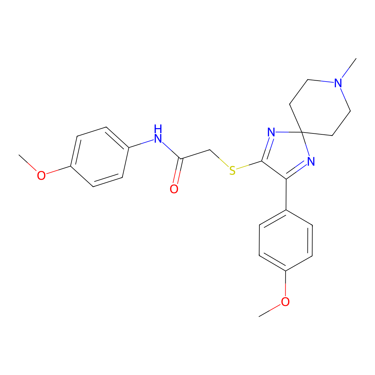 N-(4-methoxyphenyl)-2-((3-(4-methoxyphenyl)-8-methyl-1,4,8-triazaspiro[4.5]deca-1,3-dien-2-yl)thio)acetamide molecular structure, CAS 1189728-61-7