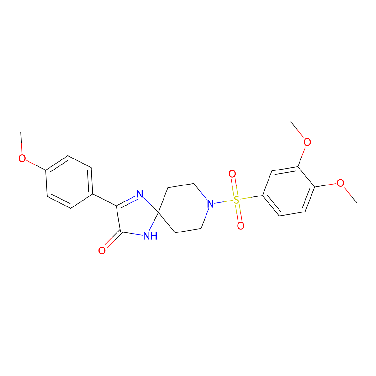 8-((3,4-Dimethoxyphenyl)sulfonyl)-3-(4-methoxyphenyl)-1,4,8-triazaspiro[4.5]dec-3-en-2-one molecular structure, CAS 1189730-31-1