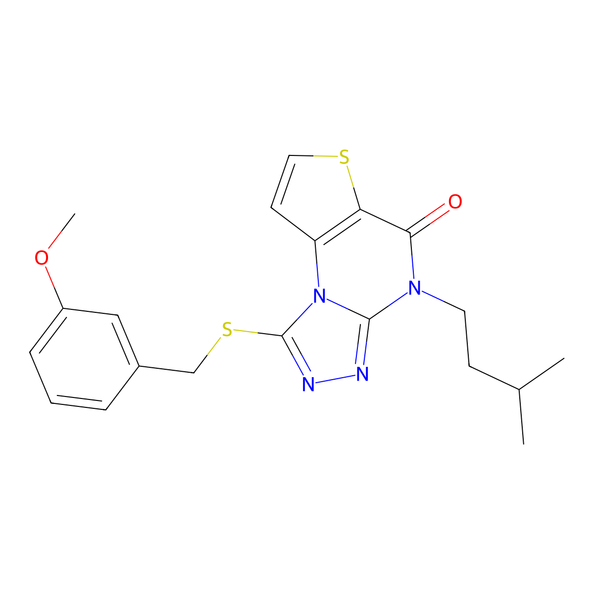 12-{[(3-Methoxyphenyl)methyl]sulfanyl}-8-(3-methylbutyl)-5-thia-1,8,10,11-tetraazatricyclo[7.3.0.0^{2,6}]dodeca-2(6),3,9,11-tetraen-7-one molecular structure, CAS 1189730-91-3