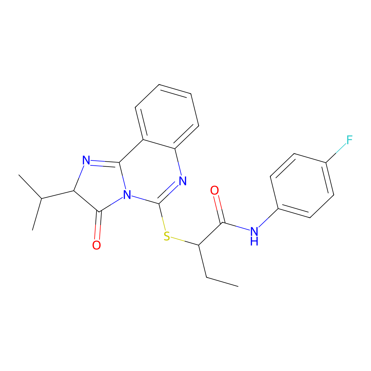N-(4-fluorophenyl)-2-((2-isopropyl-3-oxo-2,3-dihydroimidazo[1,2-c]quinazolin-5-yl)thio)butanamide molecular structure, CAS 1189731-19-8
