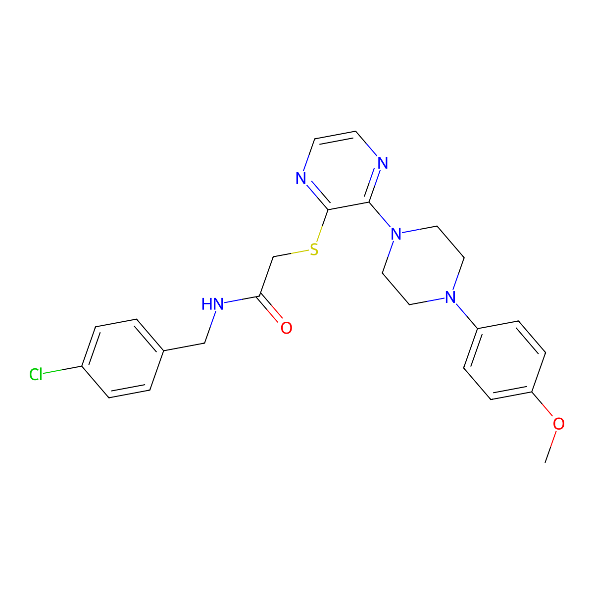 N-[(4-chlorophenyl)methyl]-2-({3-[4-(4-methoxyphenyl)piperazin-1-yl]pyrazin-2-yl}sulfanyl)acetamide molecular structure, CAS 1189731-40-5