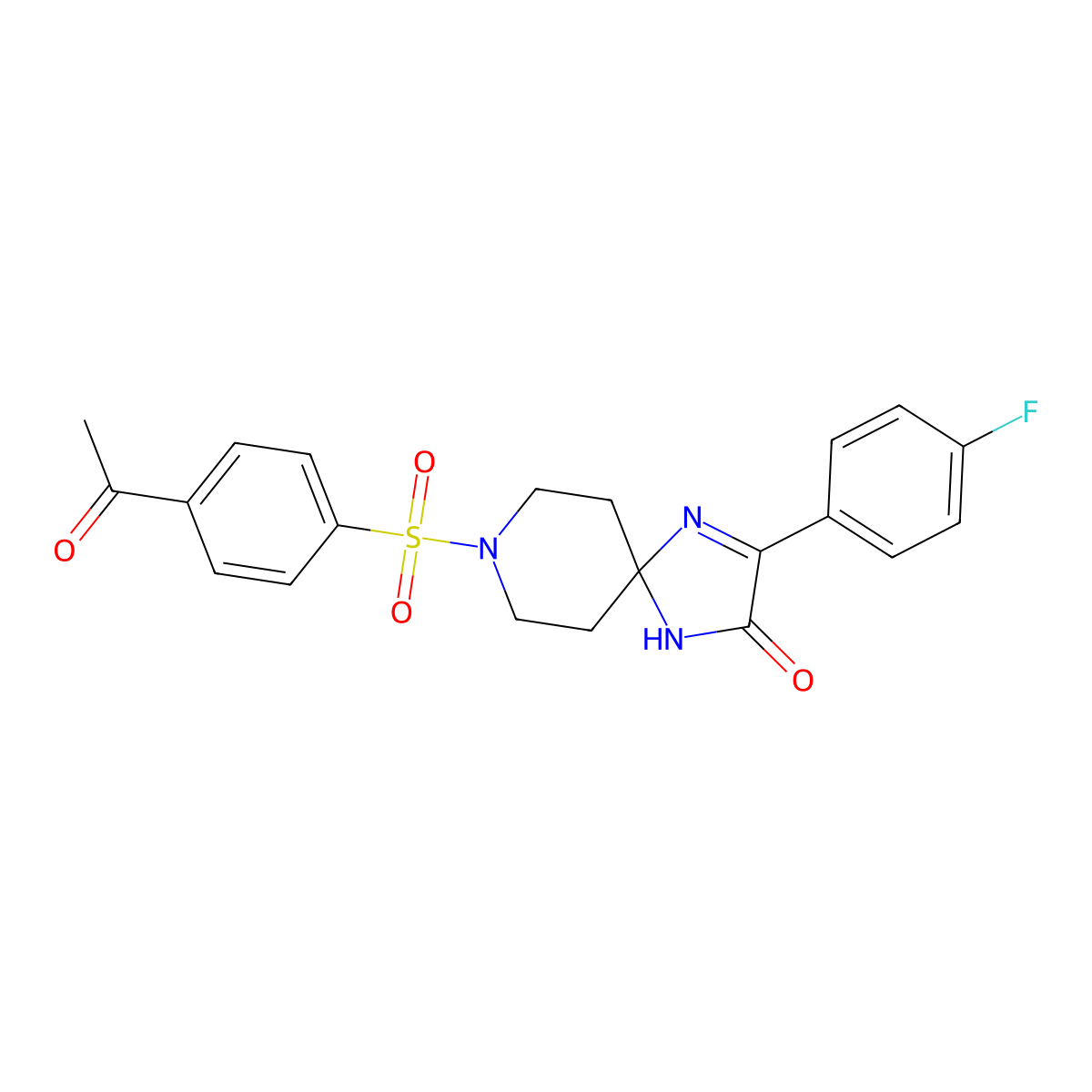 8-((4-Acetylphenyl)sulfonyl)-3-(4-fluorophenyl)-1,4,8-triazaspiro[4.5]dec-3-en-2-one molecular structure, CAS 1189731-42-7
