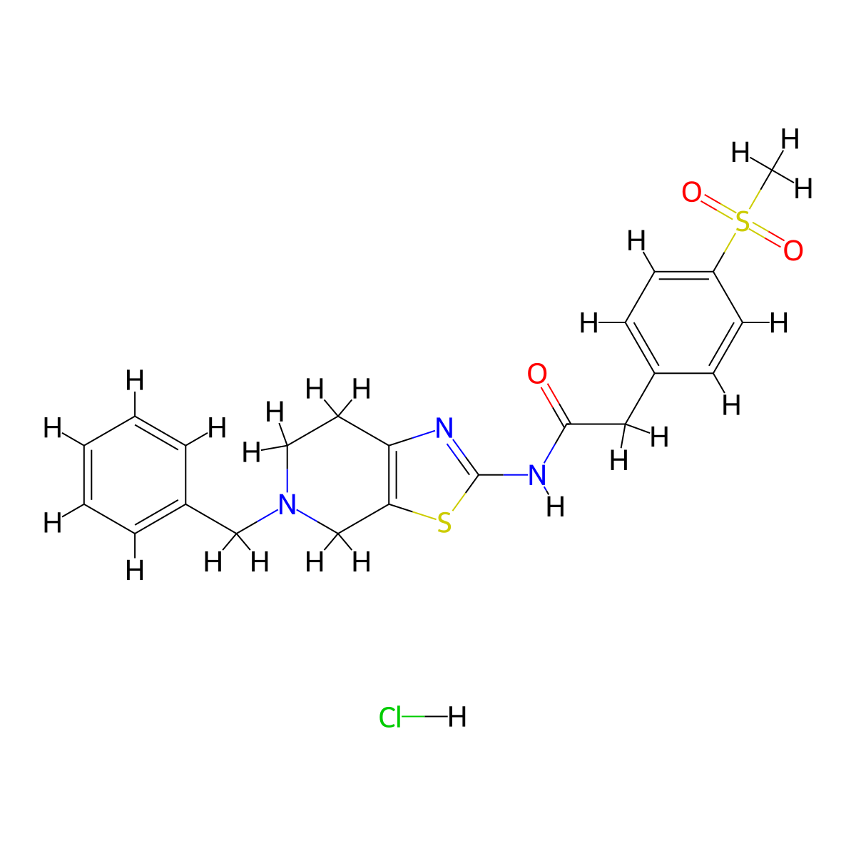 N-(5-benzyl-4,5,6,7-tetrahydrothiazolo[5,4-c]pyridin-2-yl)-2-(4-(methylsulfonyl)phenyl)acetamide hydrochloride molecular structure, CAS 1189731-92-7