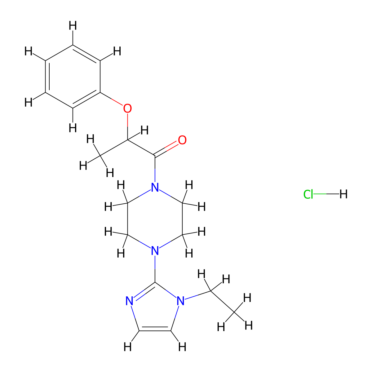 1-[4-(1-ethyl-1H-imidazol-2-yl)piperazin-1-yl]-2-phenoxypropan-1-one hydrochloride molecular structure, CAS 1189732-06-6
