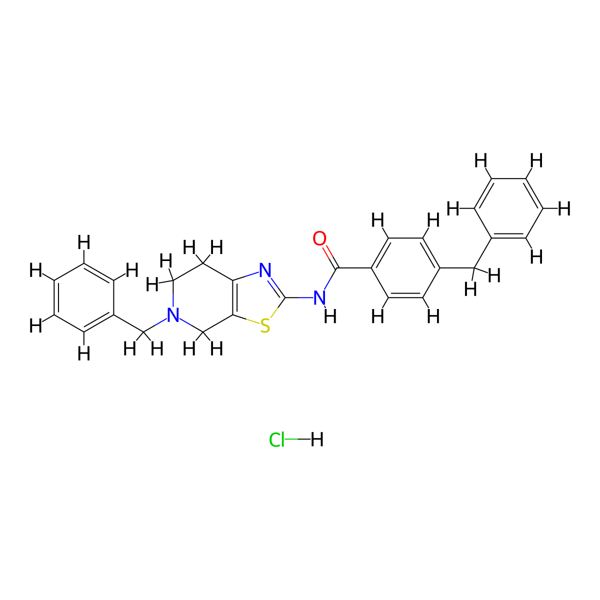 4-benzyl-N-(5-benzyl-4,5,6,7-tetrahydrothiazolo[5,4-c]pyridin-2-yl)benzamide hydrochloride molecular structure, CAS 1189732-22-6