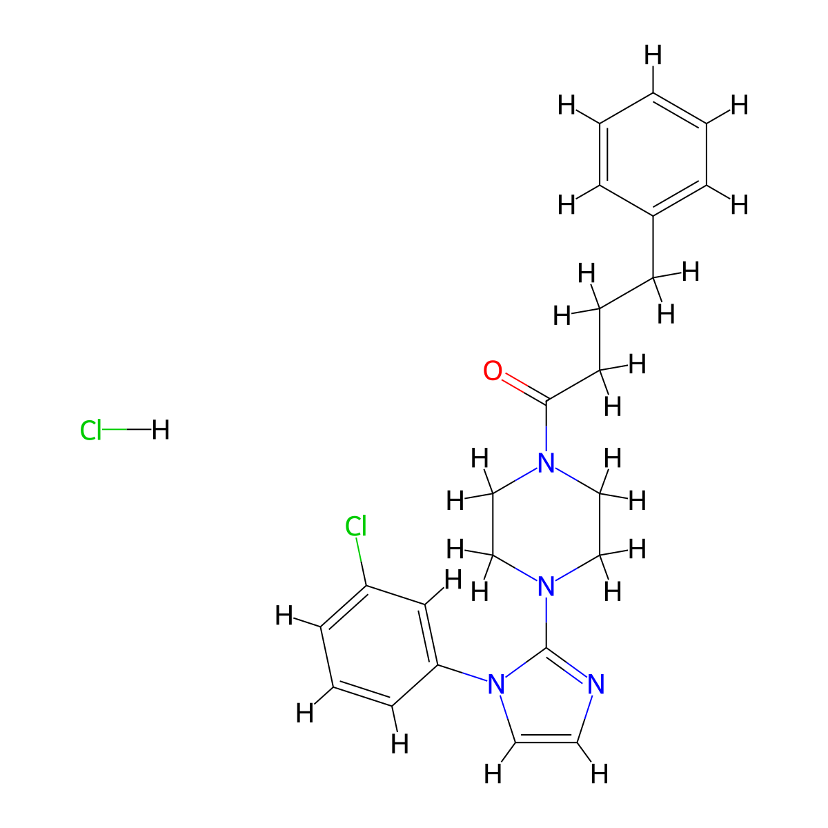 1-(4-(1-(3-chlorophenyl)-1H-imidazol-2-yl)piperazin-1-yl)-4-phenylbutan-1-one hydrochloride molecular structure, CAS 1189732-59-9